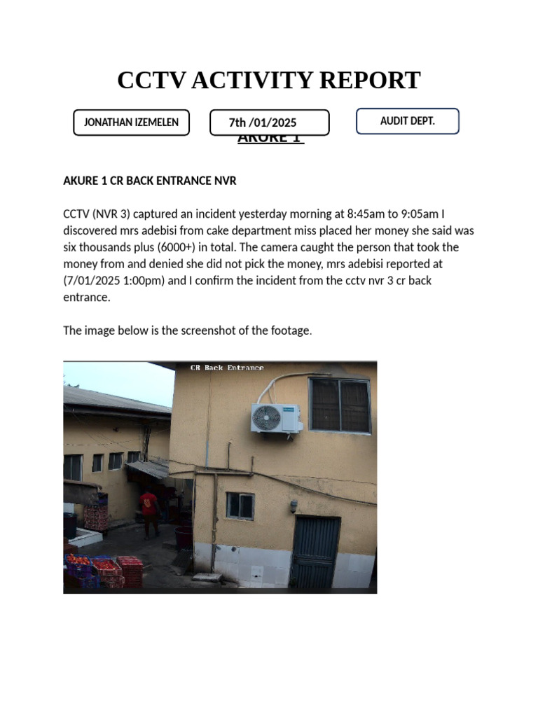 CCTV Activity Report Now | PDF