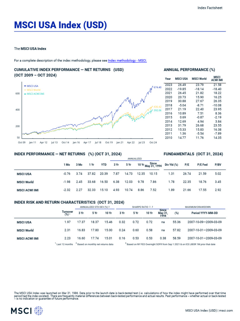 MSCI USA Index Performance Overview | PDF