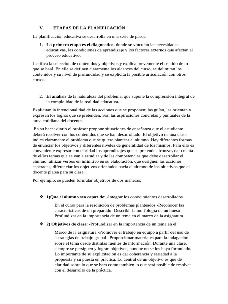 Etapas Clave de la Planificación Educativa | PDF | Evaluación | Maestros