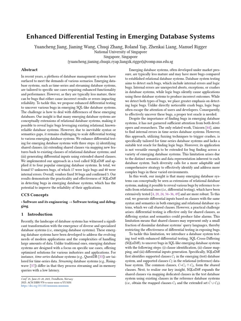 Detecting Logic Bugs in SQL Databases | PDF | Databases | Relational Model