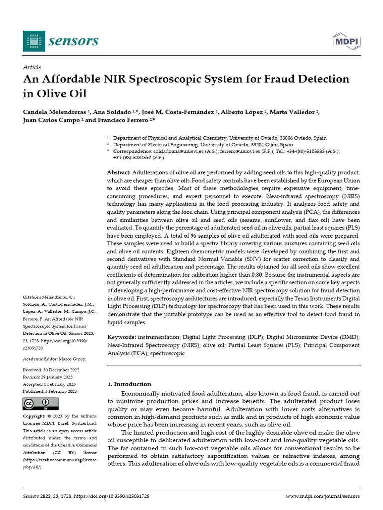 An Affordable NIR Spectroscopic System For Fraud D | PDF | Chemometrics ...