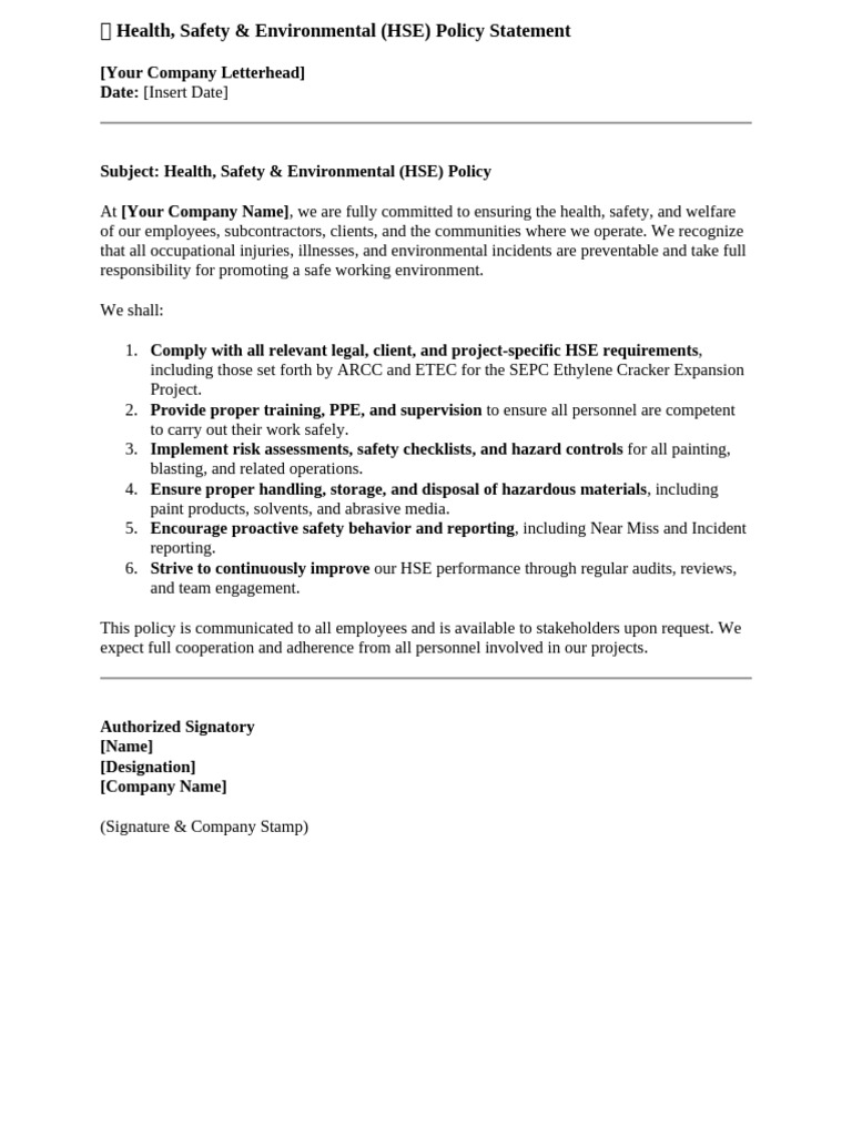 Health Safety Declaration | PDF