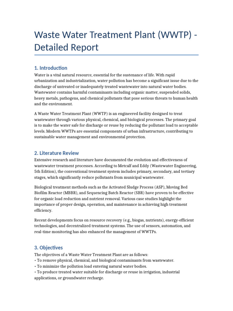 Wastewater Treatment Plant Overview | PDF | Sewage Treatment | Water ...