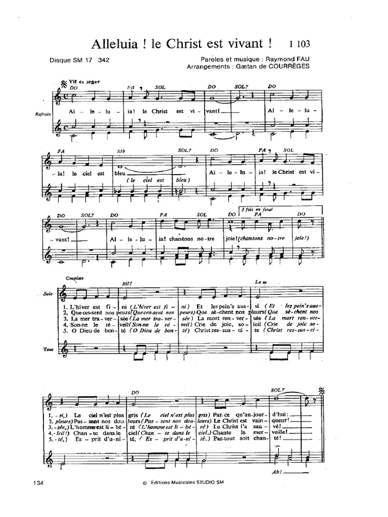 Alléluia Le Christ Est Vivant Pdf