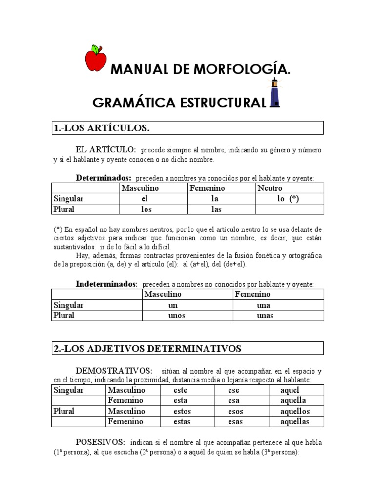 Morfologia Gramatica Estructural | PDF | Verbo | Género gramatical