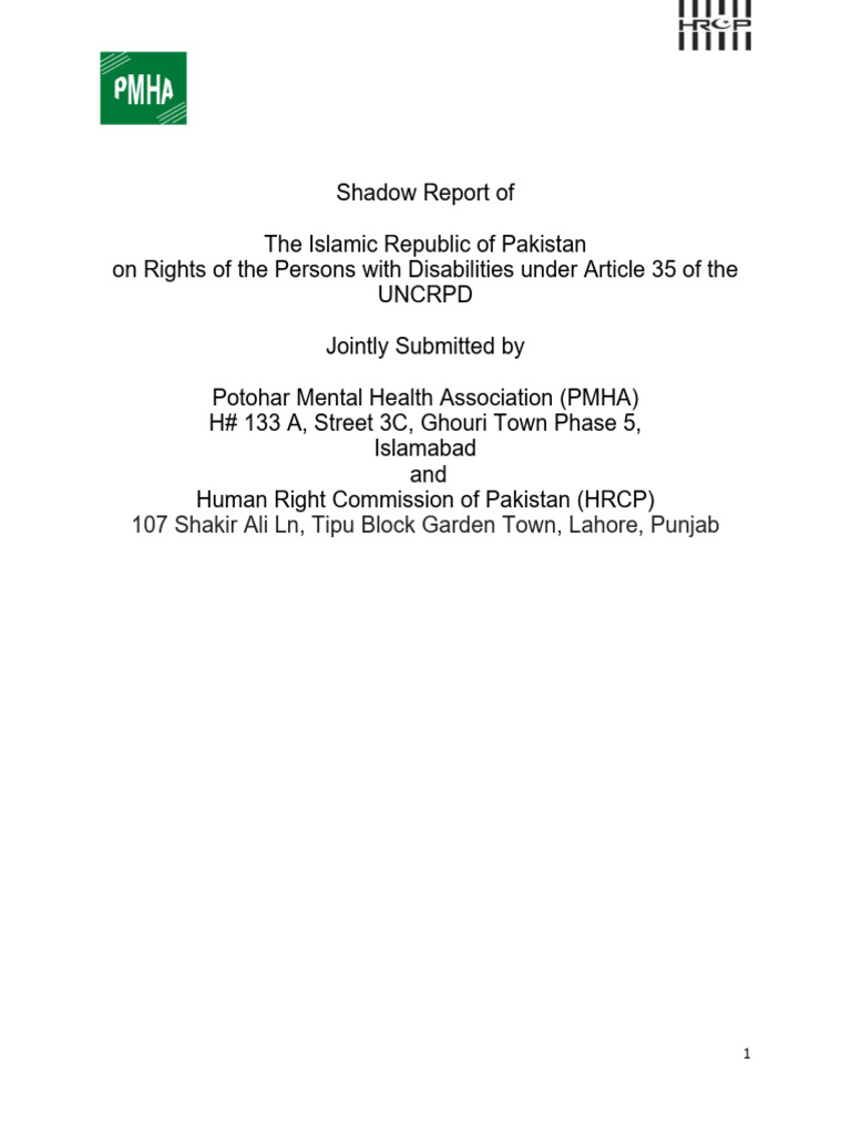 HRCP Shadow Report on Disability Rights | PDF | Disability | Special ...
