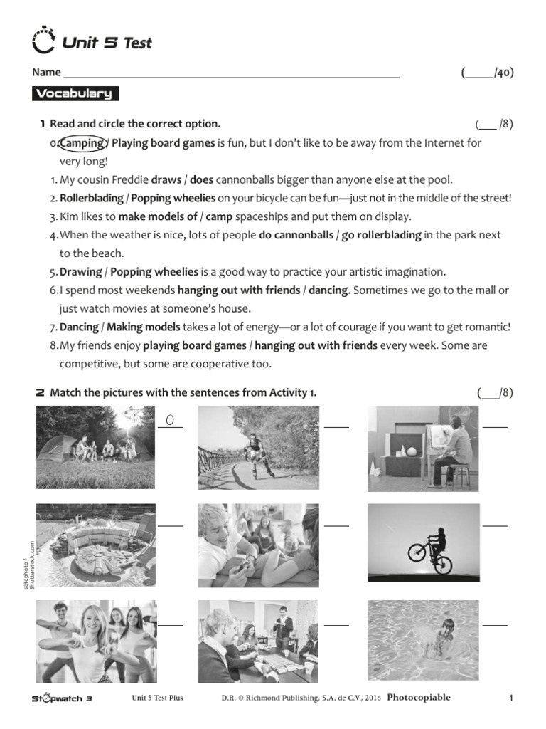 Unit 5 Test: Vocabulary & Grammar | PDF