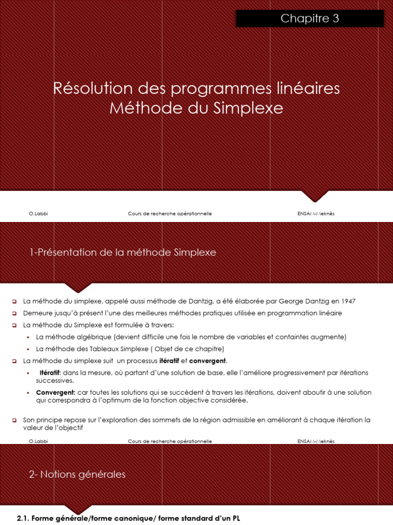 Méthode du Simplexe en Programmation Linéaire | PDF | Optimisation ...