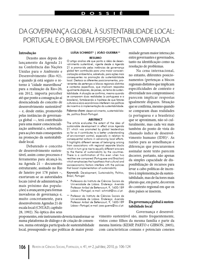 Sustentabilidade: Brasil e Portugal em Foco | PDF | Sustentabilidade ...