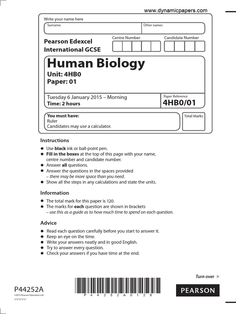 Edexcel IGCSE Biology Exam Paper | PDF | Foods | Ear