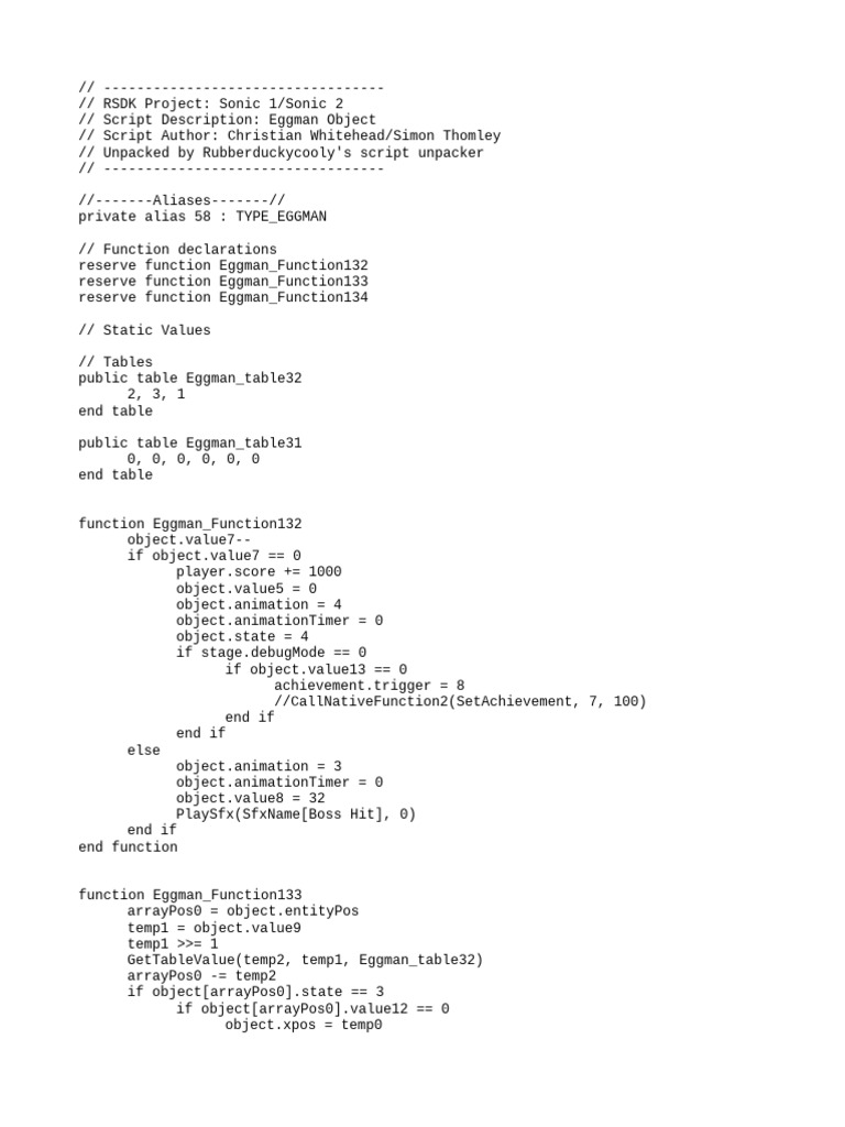 Eggman Object Script for Sonic Games | PDF | Computer Programming