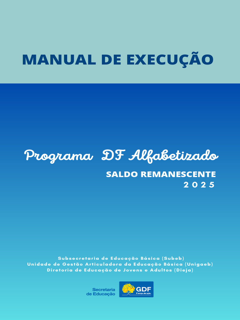 Manual do Programa DF Alfabetizado 2025 | PDF | Pedagogia | Alfabetização
