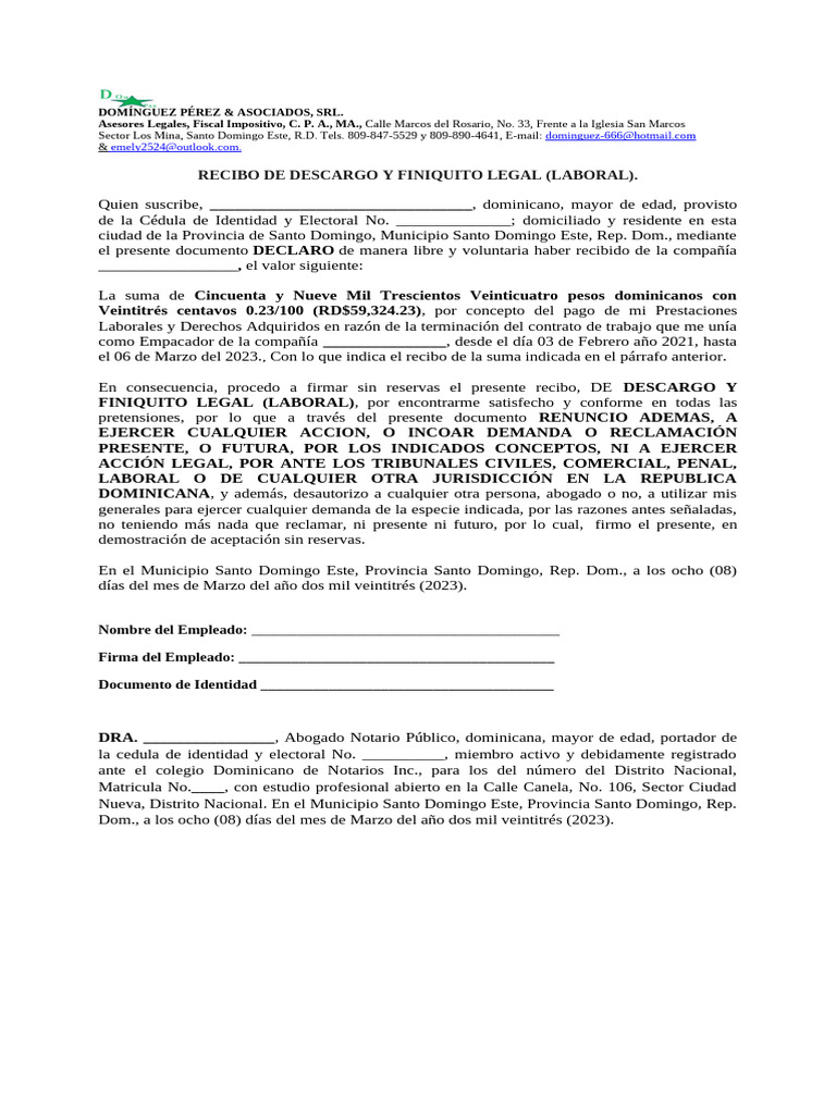 Descargo Laboral | PDF | República Dominicana | Gobierno