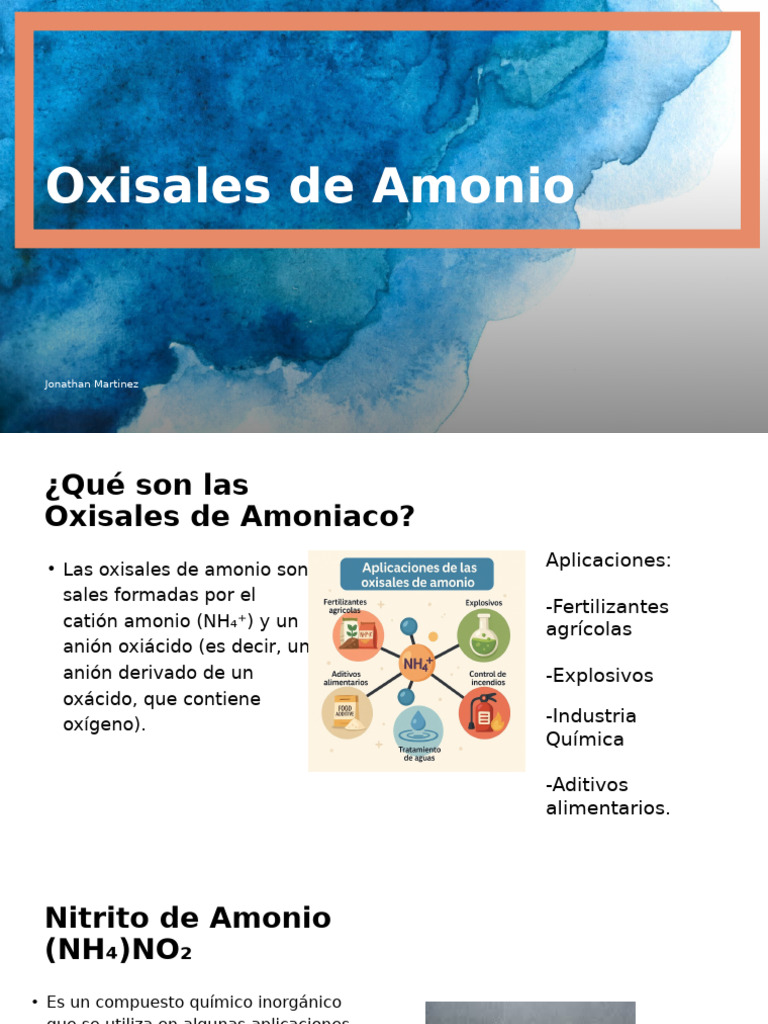 Oxisales de Amonio y sus Aplicaciones
