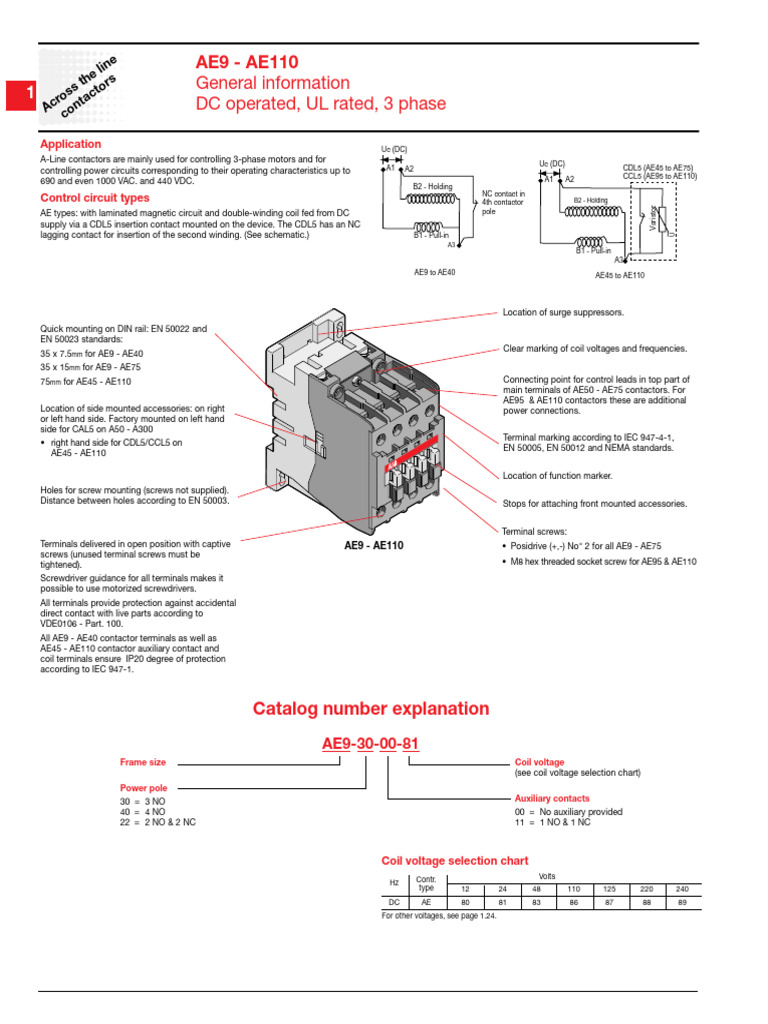 Contactors Coil Voltage Selection Guide | PDF | Equipment | Power (Physics)