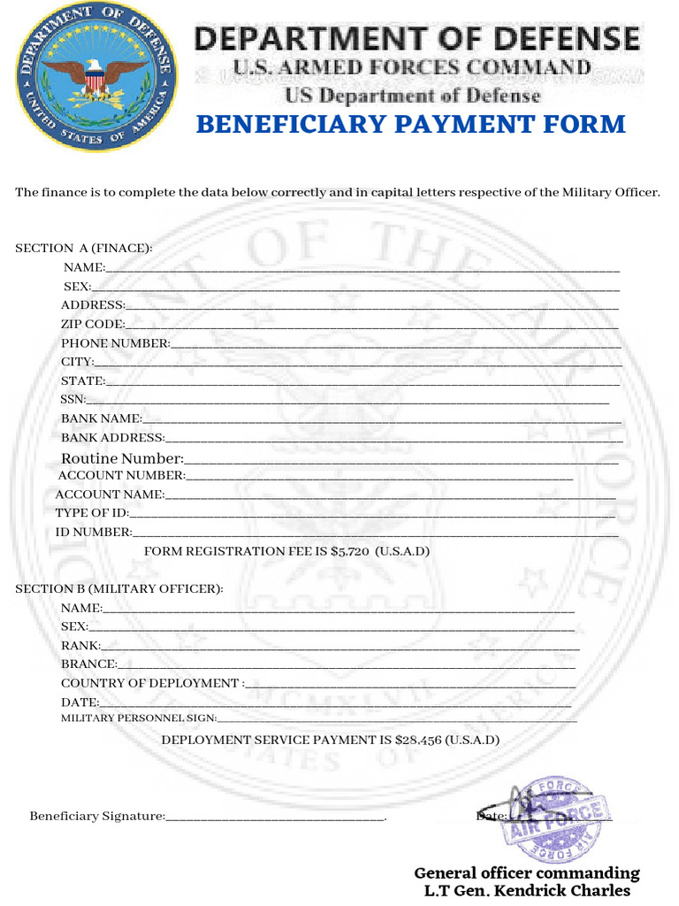Military Beneficiary Payment Form | PDF