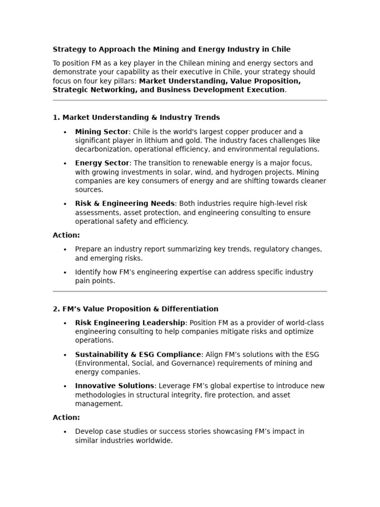 FM's Strategy for Chile's Mining & Energy Sectors | PDF | Climate ...