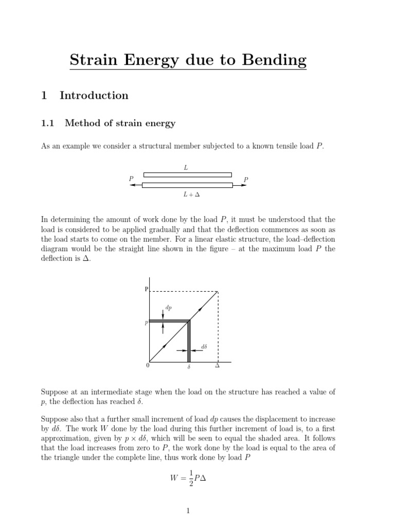 Strain Energy and Beam Deflection Analysis | PDF | Bending | Force