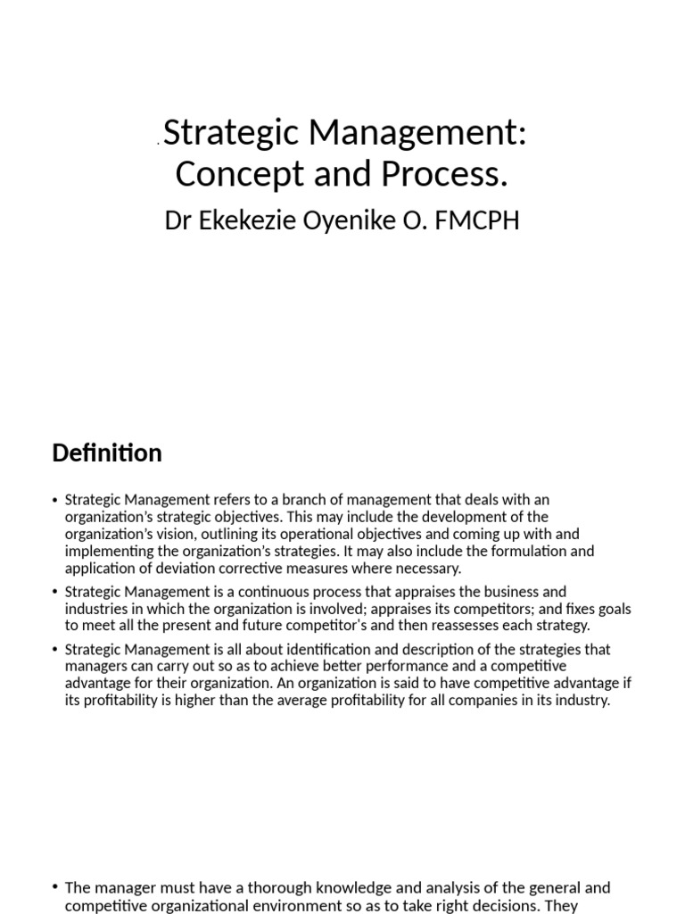 Strategic Management Process Overview | PDF | Strategic Management | Goal