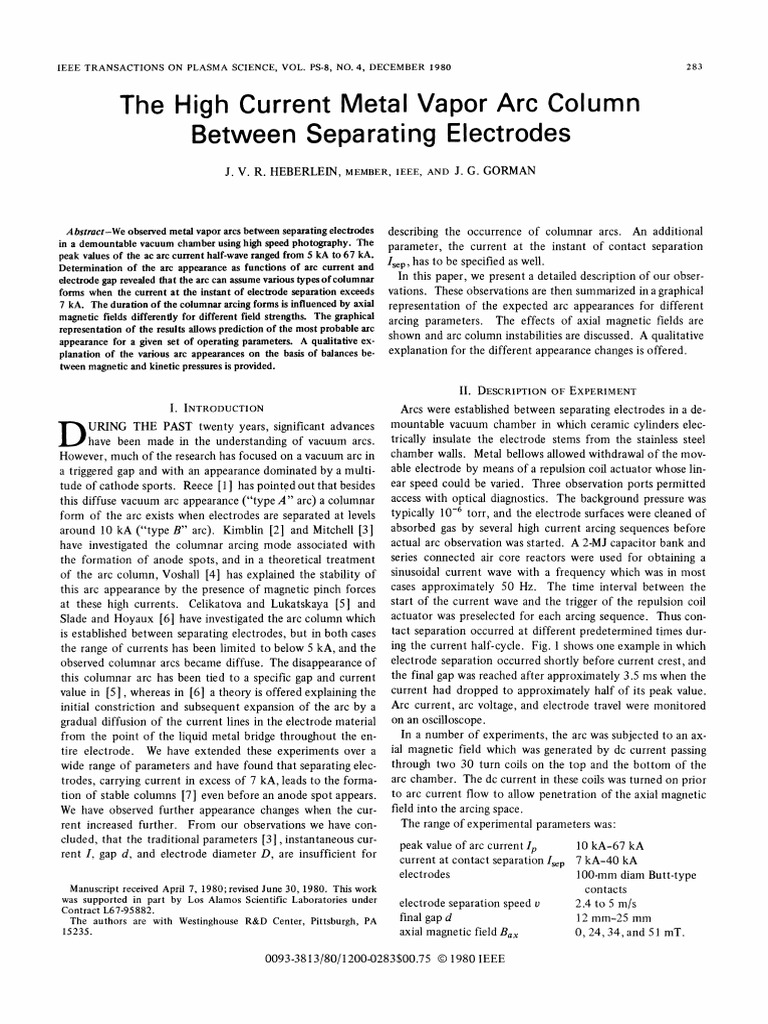 High Current Metal Vapor Arc Analysis | PDF | Electric Arc | Electrode