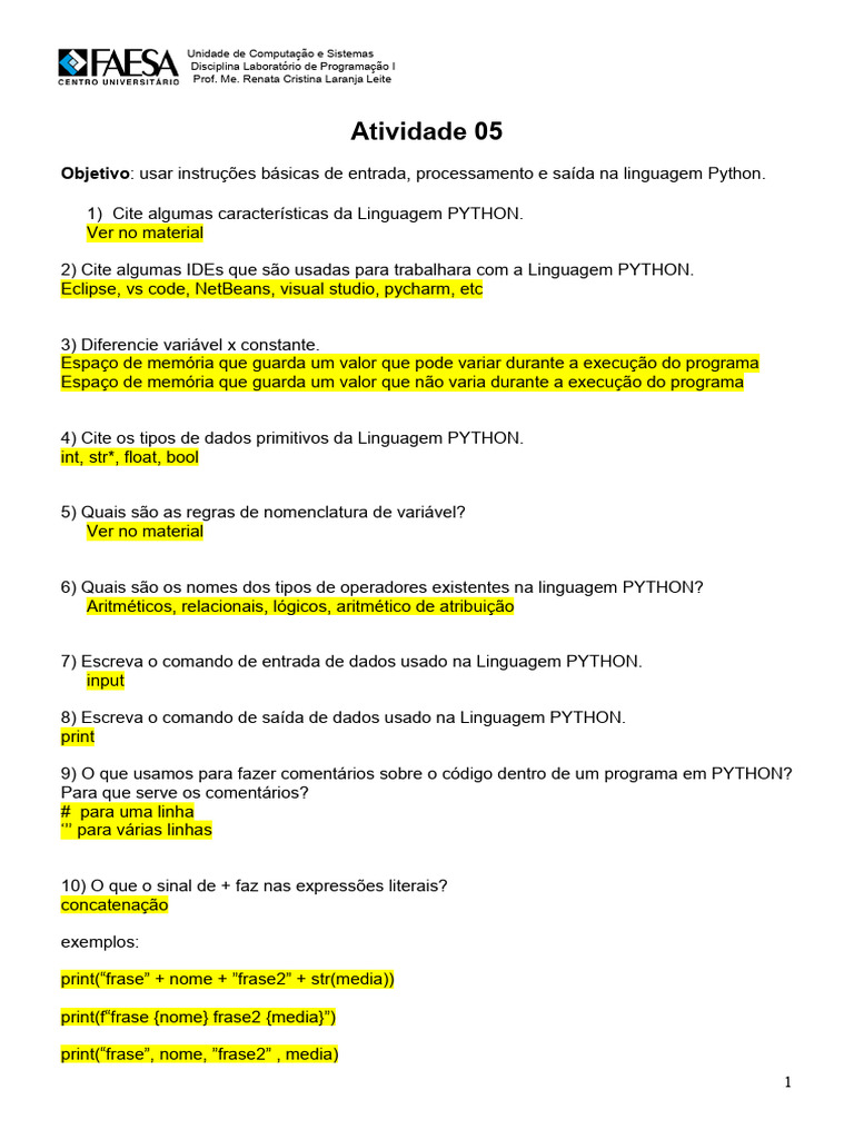 Fundamentos de Programação em Python | PDF | Python (linguagem de ...