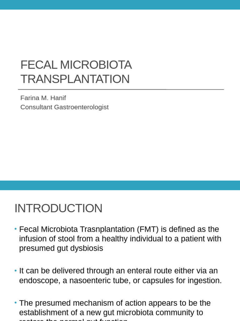 Fecal Microbiota Transplantation | PDF | Immunodeficiency | Medical ...