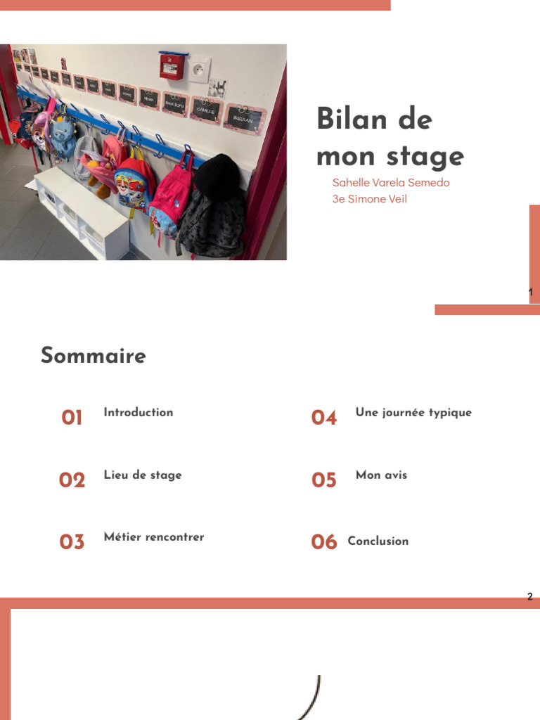 Bilan de mon stage en école | PDF