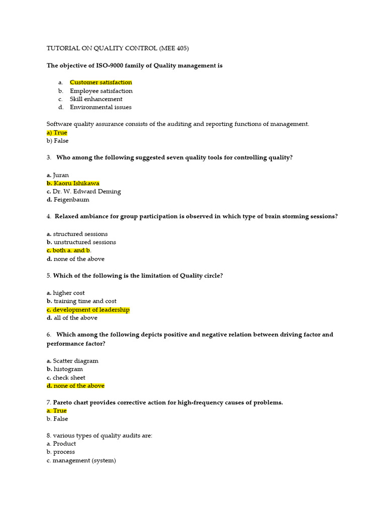 Tutorial For Quality Control | PDF | Audit | Quality (Business)