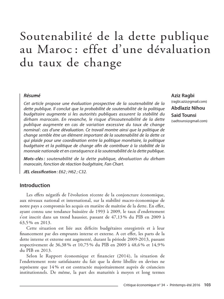 Évaluation de la dette publique au Maroc | PDF | Dette publique ...
