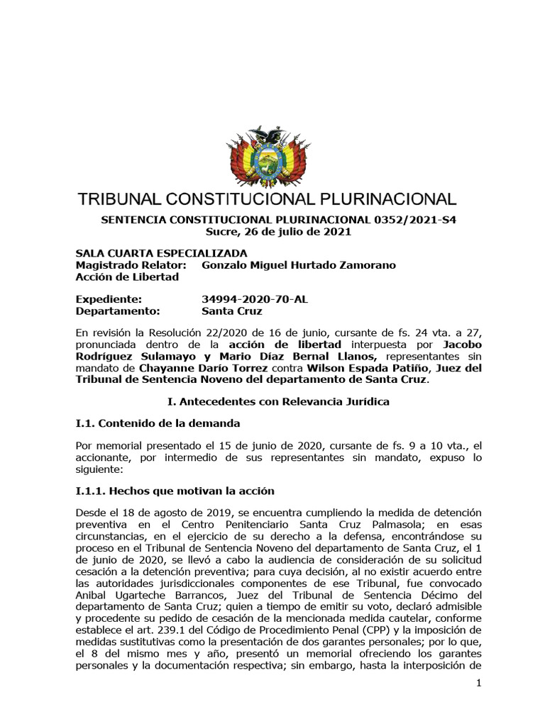 0352 2021-S4 | PDF | Habeas corpus | Caso de ley