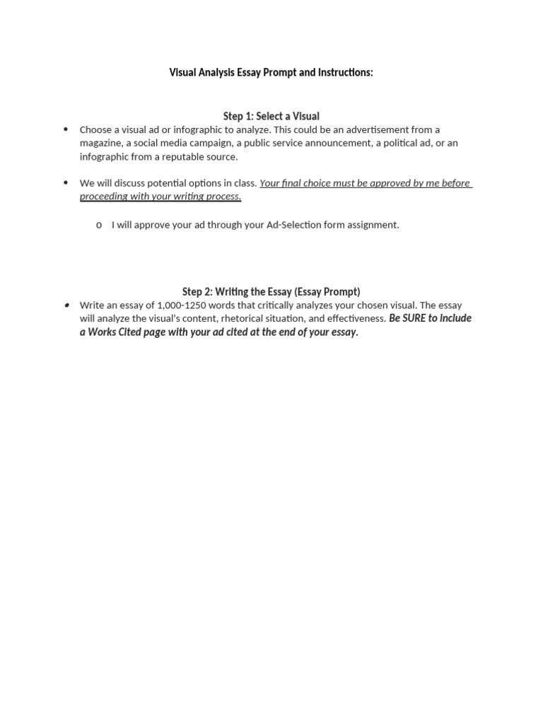 Visual Analysis Essay Prompt | PDF | Essays | Rhetoric
