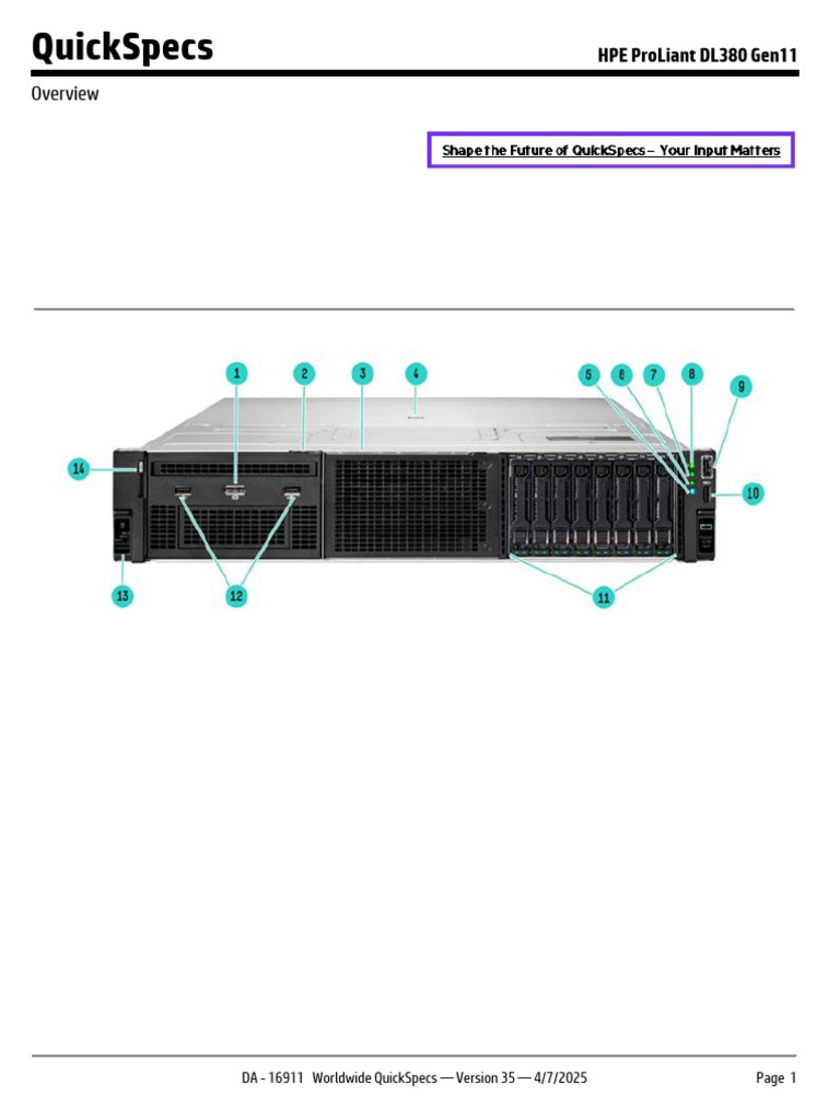 HPE ProLiant DL380 Gen11 | PDF | Computer Engineering | Computer Hardware