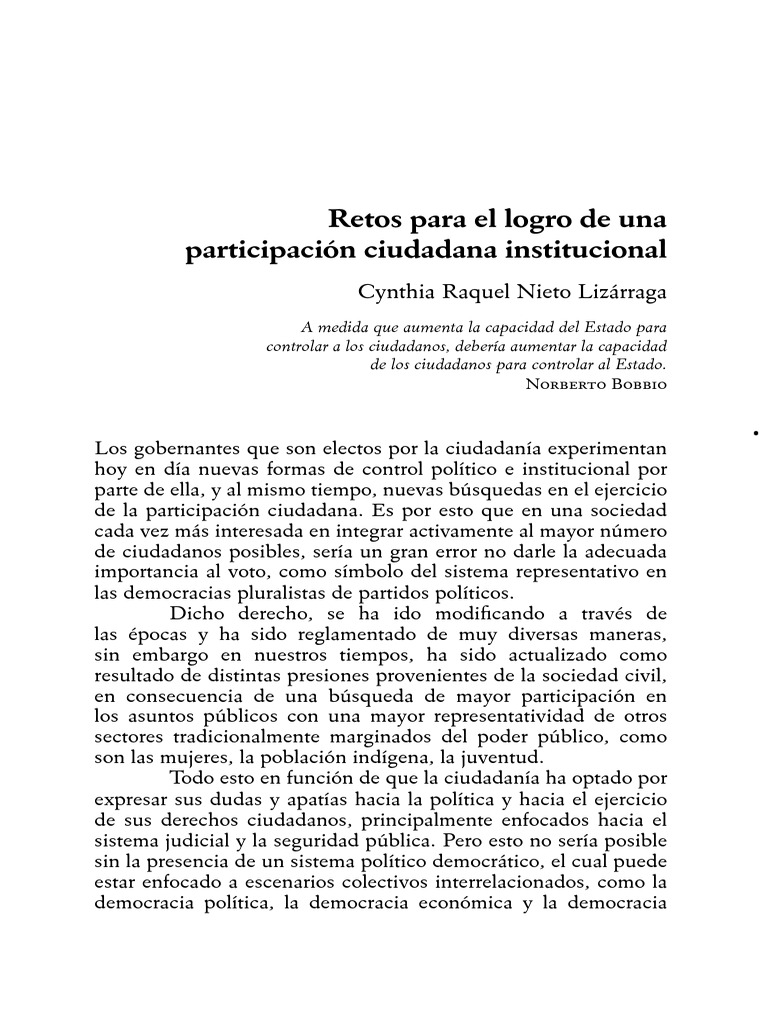 Retos de la Participación Ciudadana | PDF | Democracia | Ideologías ...