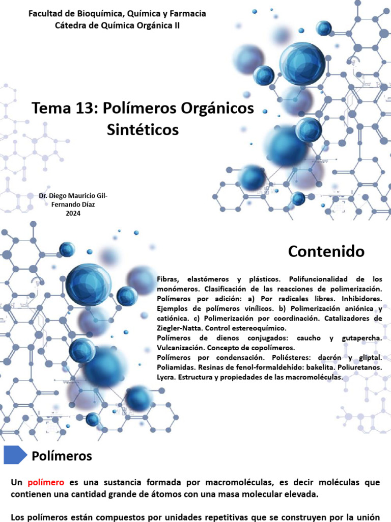 Polímeros Orgánicos Sintéticos: Tipos y Reacciones | PDF | Polímeros ...