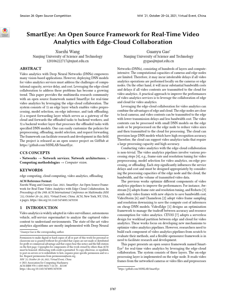SmartEye: Open Source Video Analytics Framework | PDF | Cloud Computing ...