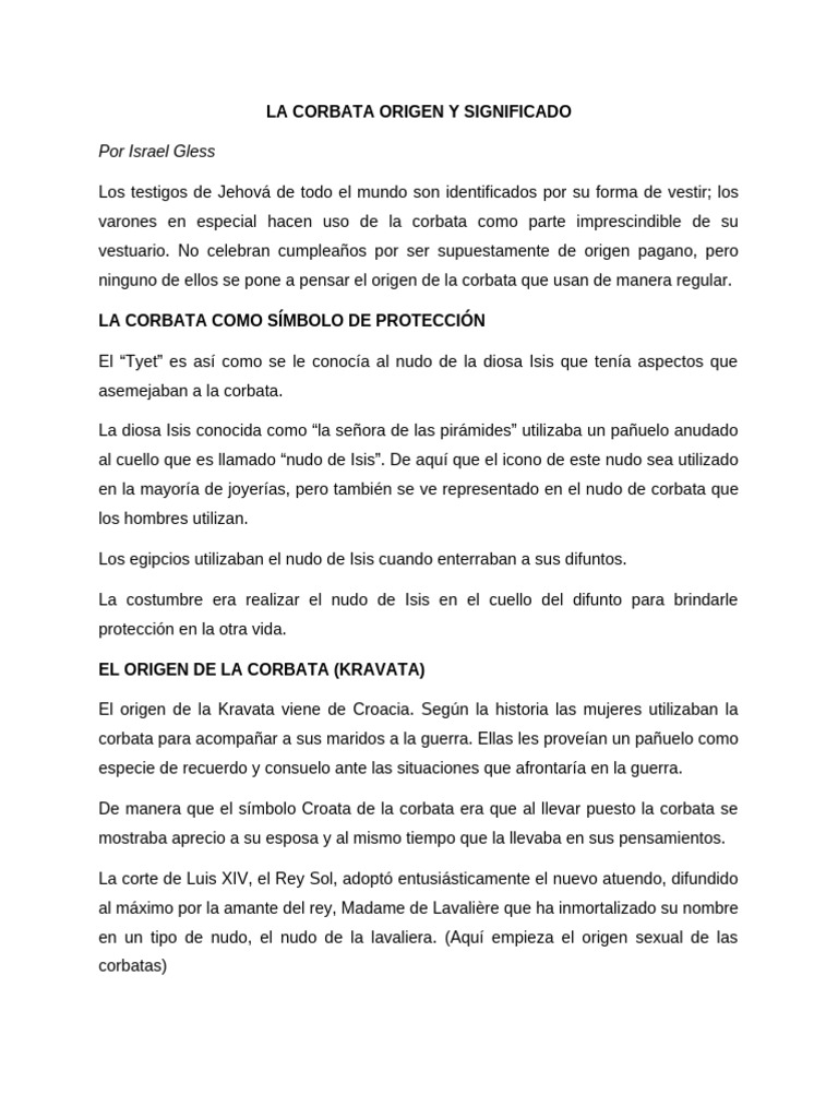 Origen y significado de la corbata | PDF | Corbata