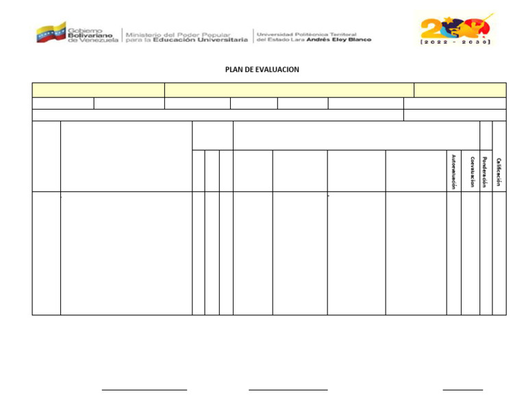 Formato Plan de Evaluación | PDF