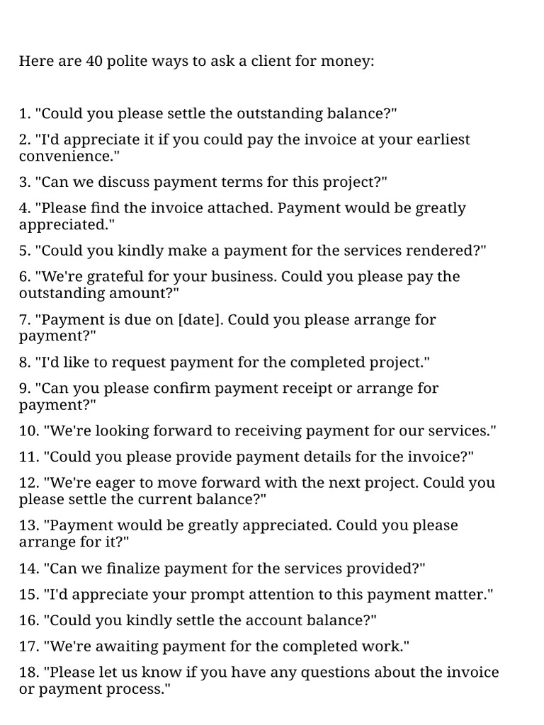 Polite Payment Request Phrases | PDF