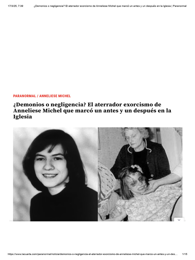 ¿Demonios o Negligencia - El Aterrador Exorcismo de Anneliese Michel Que Marcó Un Antes y Un ...