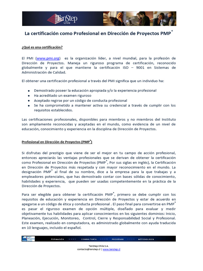 El Examen de Certificación PMP | PDF | Profesional en el manejo de ...