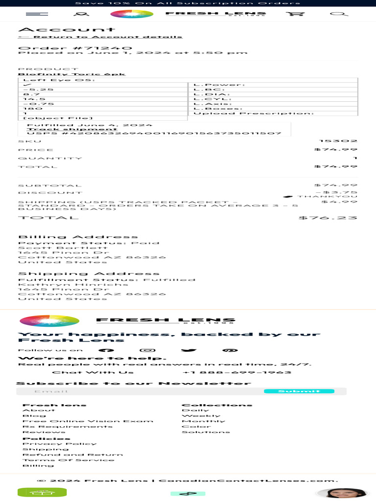 Order #71240 - Fresh Lens | PDF