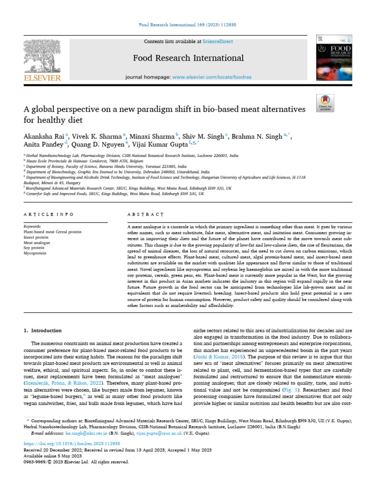 A Global Perspective On A New Paradigm Shift in Bio-Based Meat | PDF ...