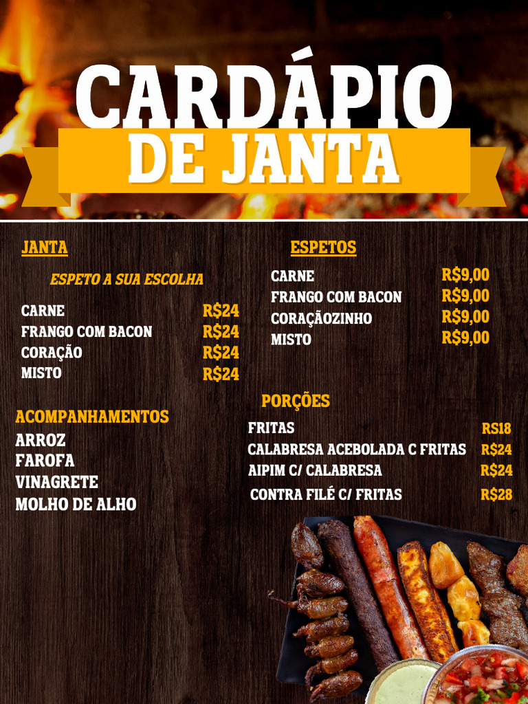 Menu de Espetos e Jantares Rústicos | PDF
