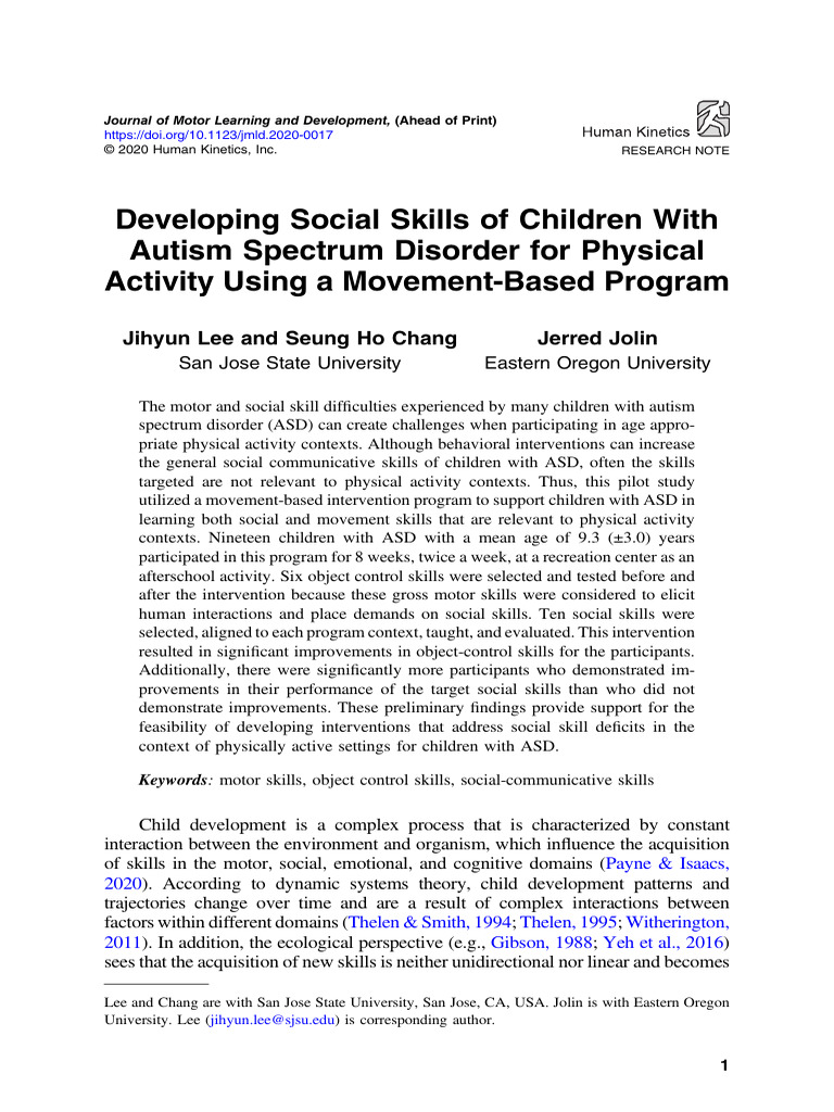 Enhancing Social Skills in Children with ASD | PDF | Autism | Effect Size