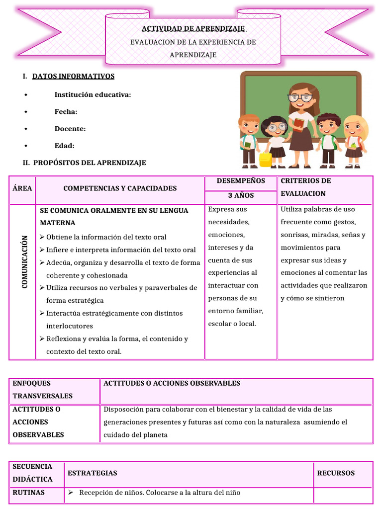 Evaluación de Aprendizaje Infantil 3 Años | PDF | Evaluación | Aprendizaje