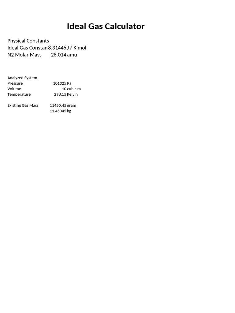 Ideal Gas Law Calculation Guide | PDF