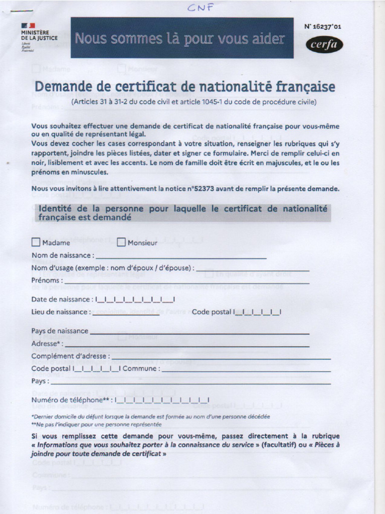 Demande de Certificat | PDF