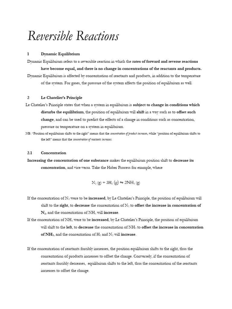 Understanding Reversible Reactions | PDF | Chemical Equilibrium ...