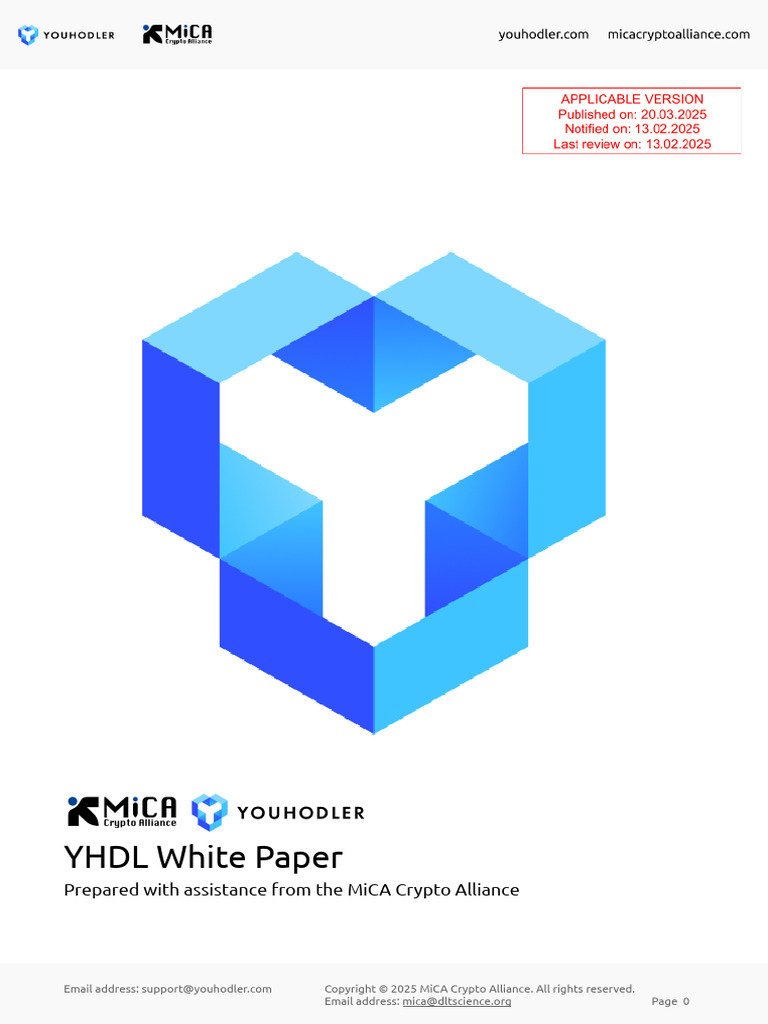 YHDL - WP - MiCA - Applicable Version Published On 20.03.2025 | PDF |  Cryptocurrency | Credit Card