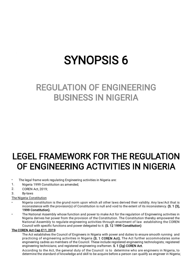 Engineering Regulation Framework in Nigeria | PDF | Forgery | Constitution